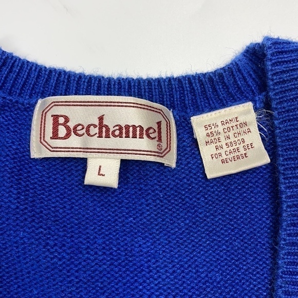 Vintage Bechamel Cat & Butterfly Blue Sweater Vest Large - Picture 6 of 8